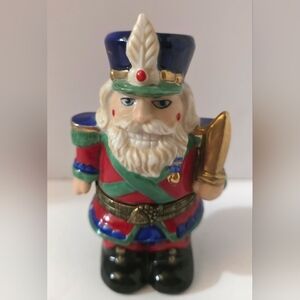 Vintage 1996 Porcelain Christmas Nutcracker Trinket Box Classic Collections